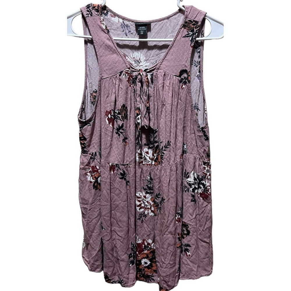 TORRID Women's Mauve Floral Peplum Sleeveless Rayon Tank Top ☆ Size 00